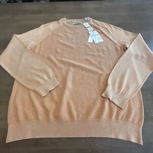 Tommy Bahama Sweater Mens M Orange Peel Sea Wave Crew Pullover Cotton Knit *MARK